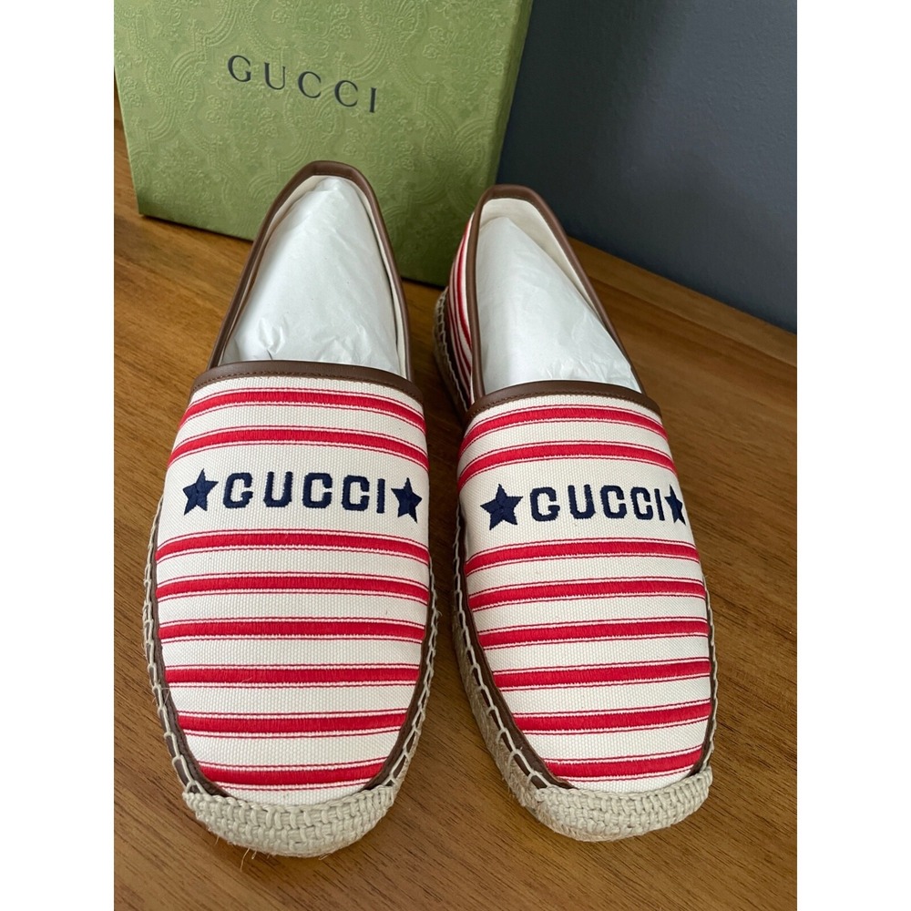 GUCCI 692968 Men's Fabric red-striped Signature Moccasin, G 9+ US 10 - Picture 7 of 9